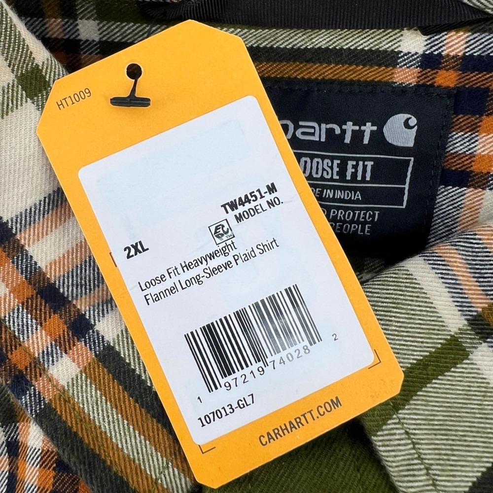 Carhartt 2XL Loose Fit Heavyweight Flannel Long Sleeve Shirt Men's New TW4451-M - Picture 4 of 8